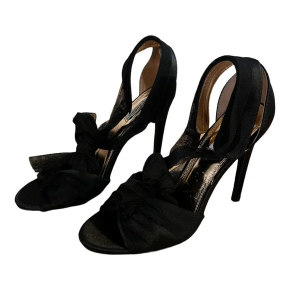 New Cape Robbin Stiletto Heels "Alza" SIZE 7.5 M Black with Black Lace Ribbon - Picture 4 of 6